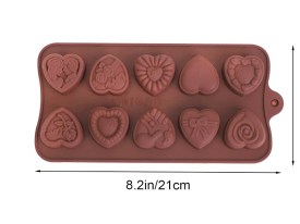 Molde silicona bombones 10 corazones decorados